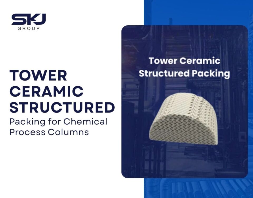 Ceramic structured packing used in industrial towers for efficient mass transfer
