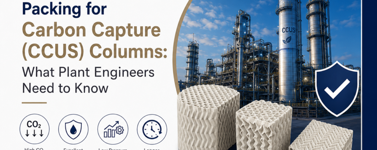 Ceramic structured packing for carbon capture CCUS columns improving CO2 absorption efficiency