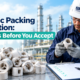 Ceramic packing inspection by an SKJ Group quality inspector examining ceramic tower packing rings before acceptance in an industrial facility.