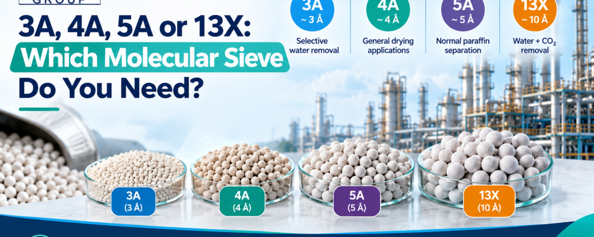 3A, 4A, 5A and 13X molecular sieve comparison showing pore sizes, industrial applications and molecular sieve beads for selecting the right grade.