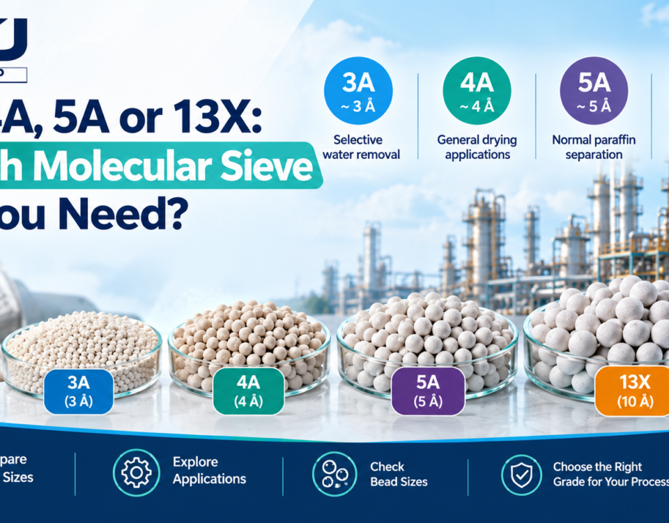 3A, 4A, 5A and 13X molecular sieve comparison showing pore sizes, industrial applications and molecular sieve beads for selecting the right grade.